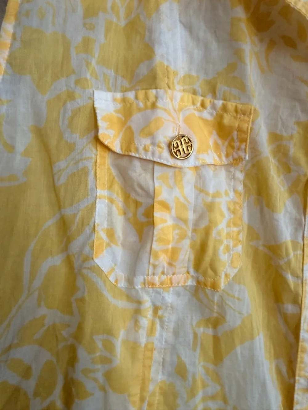 Chicos Yellow Floral Button Down Sleeveless Top Size 3